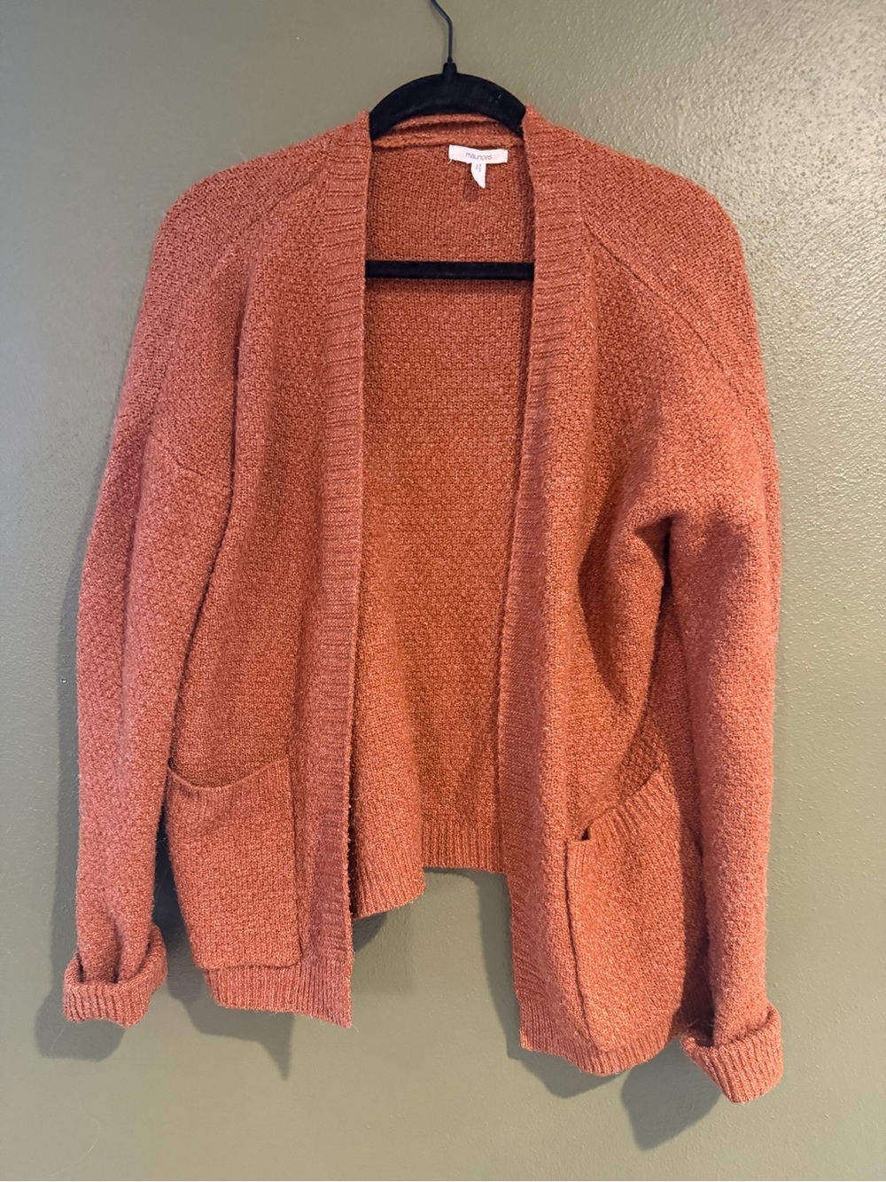 Maurices Rust Open-Front Bouclé Cardigan